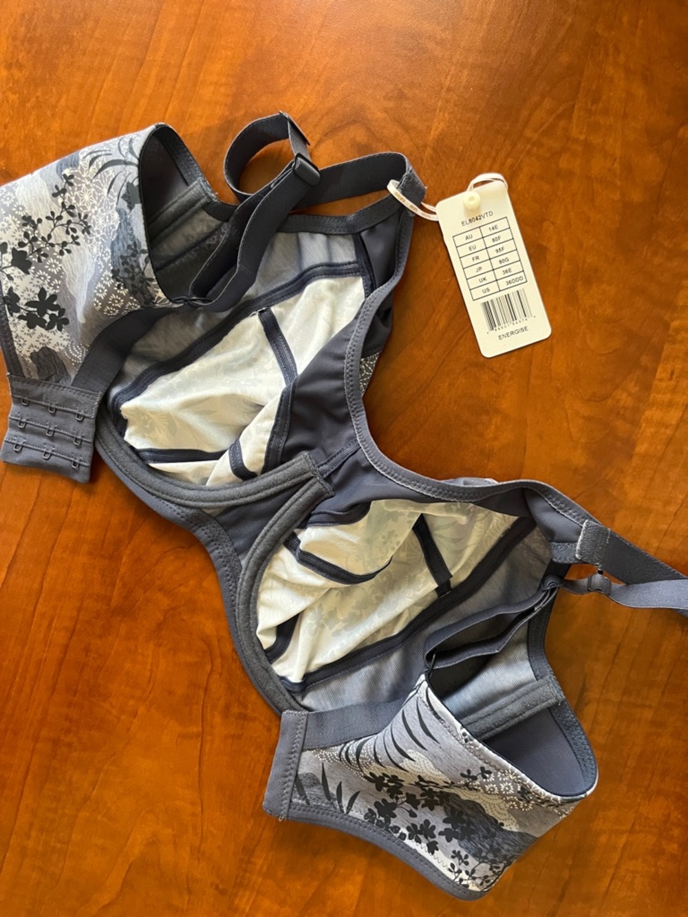 Underwire Bra Bralette Cami Elomi Navy Floral Full Coverage 36 DDD 💙 non padded - Picture 8 of 9